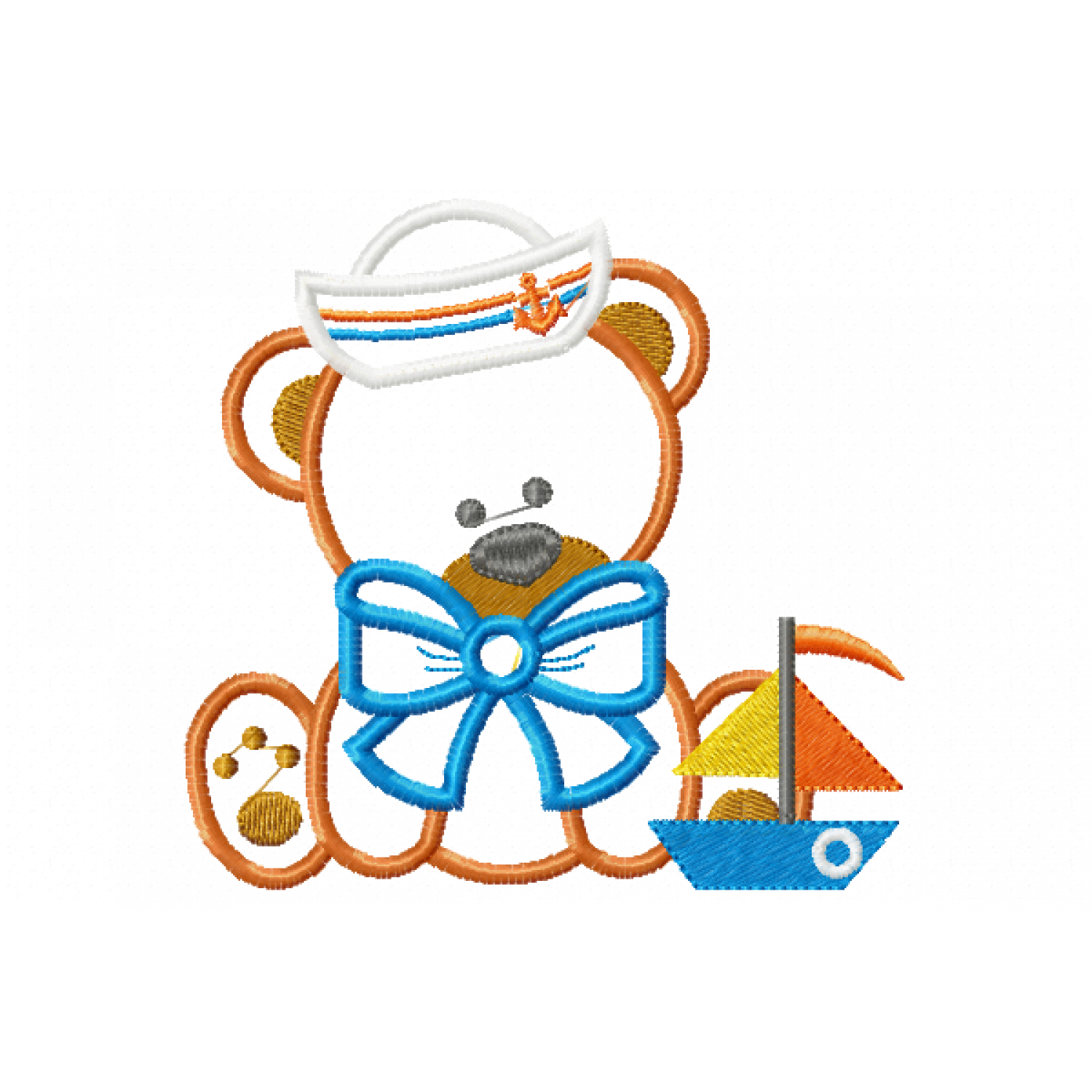 Baby Bear Embroidered Pattern Sailor Collar Long bodysuit